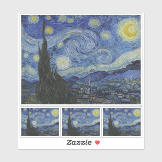 Vincent Van Gogh, The Starry Night Aufkleber (Blatt)