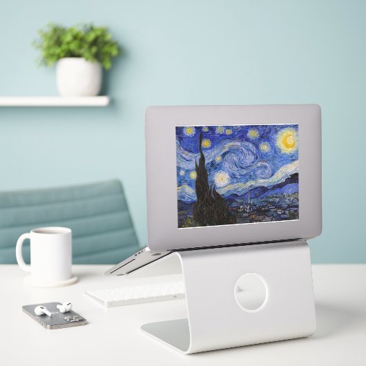 Vincent Van Gogh - The Starry night Aufkleber (Laptop auf Schreibtisch)