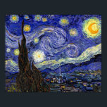 Vincent Van Gogh - The Starry Night Fine Art Poster<br><div class="desc">Vincent Van Gogh's The Starry Night. Das Öl auf Leinwand aus dem Jahr 1889, die Starry Night wurde gemalt, während Van Gogh im Asyl in Saint-Remy, Frankreich, und gilt als eines seiner besten Meisterwerke. Obwohl es sich um eine Nachtszene handelt, wurde es tagsüber bemalt und repräsentiert den Ausblick aus dem...</div>