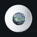 Vincent Van Gogh / The Starry Night Golfball<br><div class="desc">Vincent Van Gogh The Starry Night. Dies ist ein altes Meisterwerk des niederländischen Meisters Vincent Van Gogh war ein niederländischer Postimpressionist Maler. Nachtlandschaft. Im Vordergrund ist ein Baum. Die Stadt ist im Mittelfeld. Berge im Hintergrund. Es ist ein Mond am Himmel. Sterne und Wolken. Dieses Bild ist öffentlich zugänglich.</div>