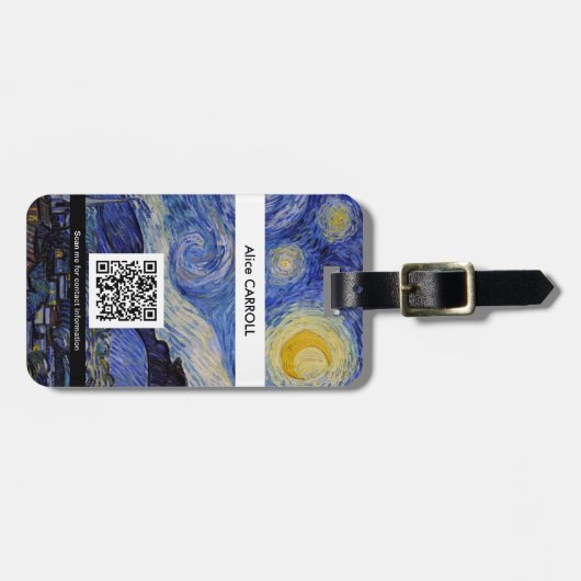 Vincent Van Gogh - The Starry Night mit QR Code Gepäckanhänger (Vorderseite horizontal)
