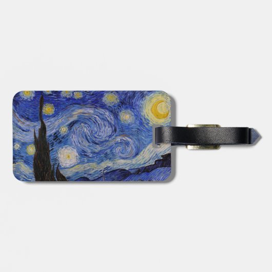 Vincent Van Gogh - The Starry Night mit QR Code Gepäckanhänger (Rückseite horizontal)