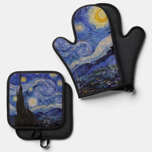 Vincent Van Gogh - The Starry night Ofenhandschuh & Topflappen-Set (Vorderseite/Rückseite)