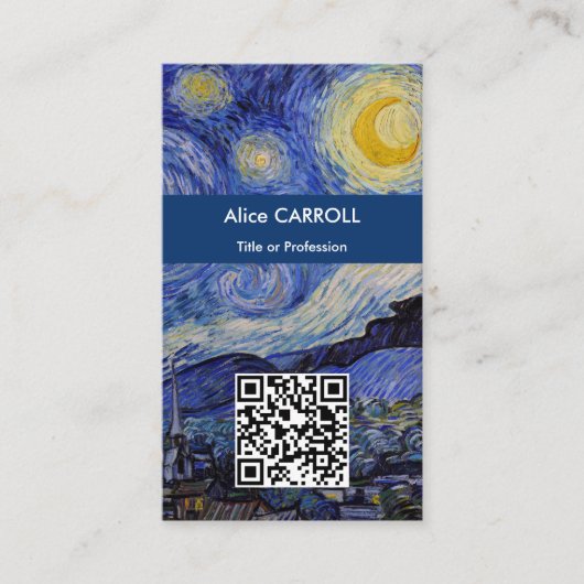 Vincent Van Gogh - The Starry Night - QR-Code Visitenkarte (Vorderseite)