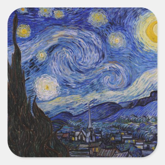 Vincent Van Gogh - The Starry night Quadratischer Aufkleber (Vorderseite)