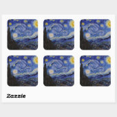 Vincent Van Gogh - The Starry night Quadratischer Aufkleber (Blatt)