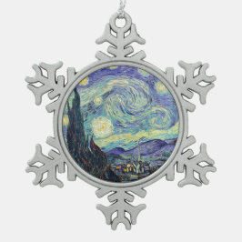 Vincent Van Gogh The Starry Night Schneeflocken Zinn-Ornament