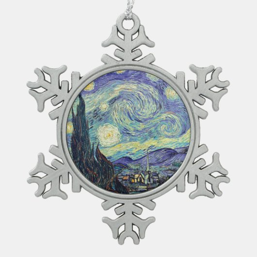 Vincent Van Gogh The Starry Night Schneeflocken Zinn-Ornament (Vorderseite)