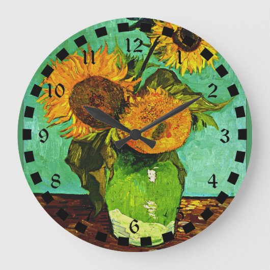 Vincent van Gogh - Three Sunflowers Große Wanduhr (Vorderseite)