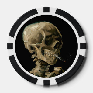 Vincent van Gogh - Totenkopf mit brennender Zigare Pokerchips