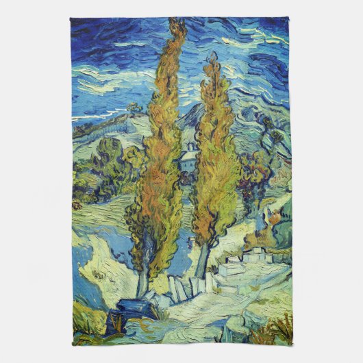 Vincent Van Gogh Two Poplars in Saint-Rémy Geschirrtuch (Vertikal)