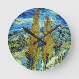 Vincent Van Gogh Two Poplars in Saint-Rémy Runde Wanduhr