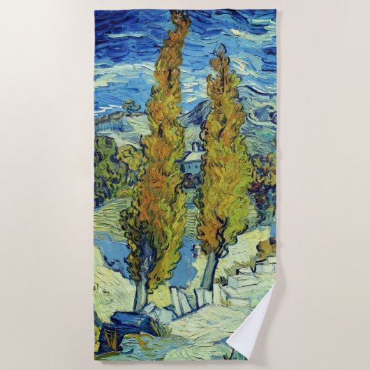 Vincent Van Gogh Two Poplars in Saint-Rémy Strandtuch (Vorderseite)