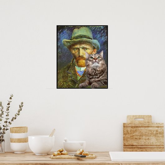 Vincent van Gogh und seine Katze Poster (Küche)