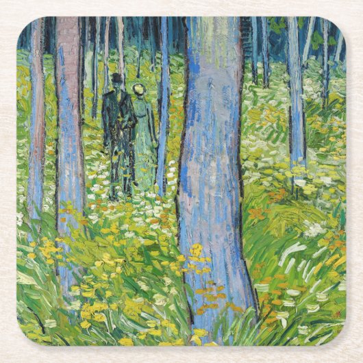 Vincent van Gogh - Unterwuchs mit zwei Zahlen Rechteckiger Pappuntersetzer (Vorderseite)