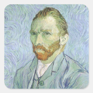 Vincent van Gogh - Van Gogh Selbstportrait in Blau Quadratischer Aufkleber