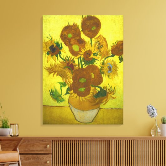 Vincent van Gogh - Vase 12 Sonnenblumen Leinwanddruck (Insitu (Wohnzimmer))
