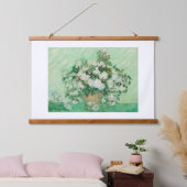 Vincent Van Gogh, Vase der Rose, Rose in der Vase Wandteppich Mit Holzrahmen (Schlafzimmer)
