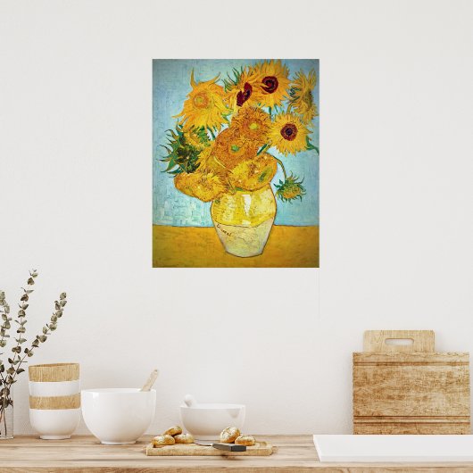 Vincent van Gogh - Vase mit 12 Sonnenblumen Poster (Küche)