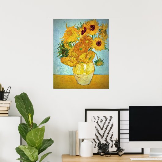 Vincent van Gogh - Vase mit 12 Sonnenblumen Poster (Heimbüro)