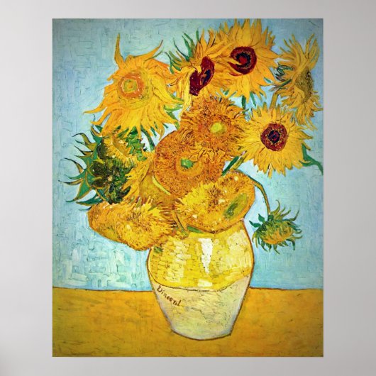 Vincent van Gogh - Vase mit 12 Sonnenblumen Poster (Vorne)