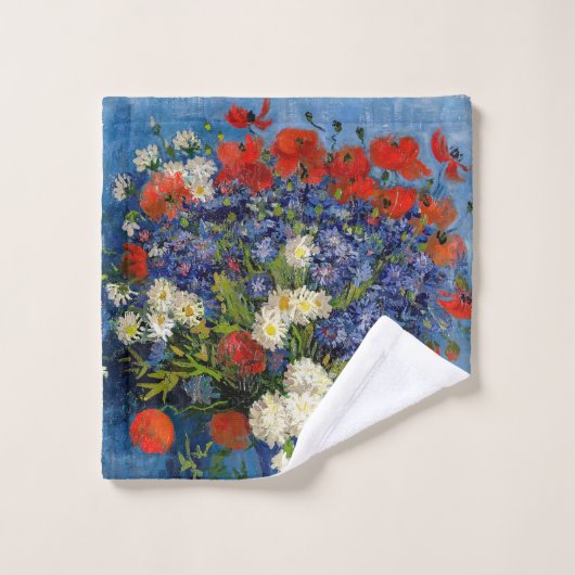 Vincent van Gogh - Vase mit Cornblumen & Poppies Badhandtuch Set (Waschlappen)