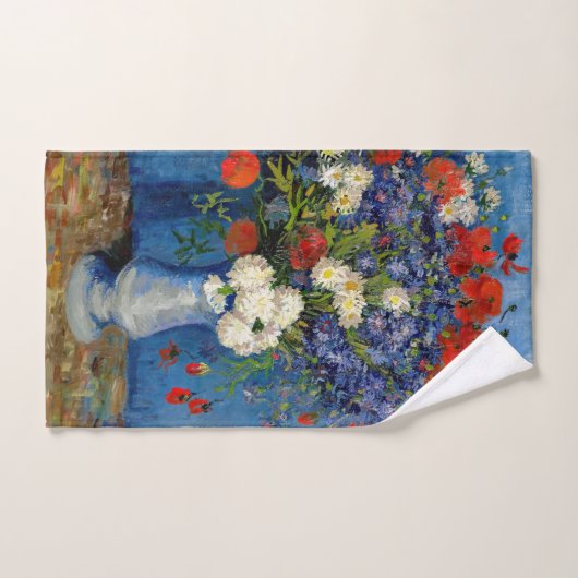Vincent van Gogh - Vase mit Cornblumen & Poppies Badhandtuch Set (Handtuch)