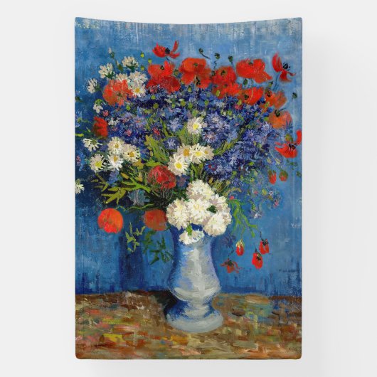 Vincent van Gogh - Vase mit Cornblumen & Poppies Banner (Vertikal)
