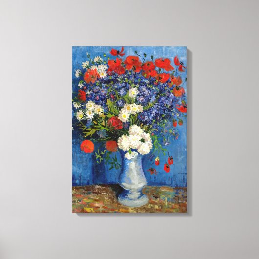 Vincent van Gogh - Vase mit Cornblumen & Poppies Leinwanddruck (Vorderseite)