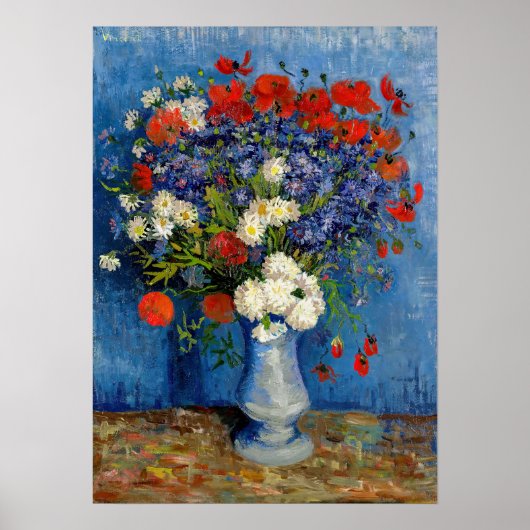 Vincent van Gogh - Vase mit Cornblumen & Poppies Poster (Vorne)