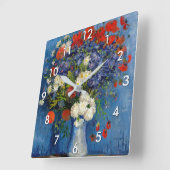 Vincent van Gogh - Vase mit Cornblumen & Poppies Quadratische Wanduhr (Winkel)