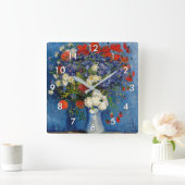 Vincent van Gogh - Vase mit Cornblumen & Poppies Quadratische Wanduhr (Zuhause)