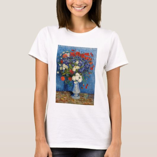 Vincent van Gogh - Vase mit Cornblumen & Poppies T-Shirt (Vorderseite)