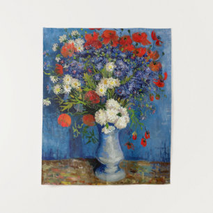 Vincent van Gogh - Vase mit Cornblumen & Poppies Wandteppich