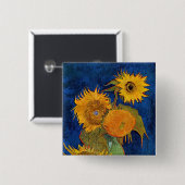 Vincent van Gogh - Vase mit fünf Sonnenblumen Button (Vorne & Hinten)