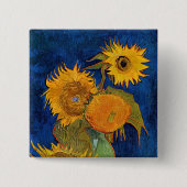 Vincent van Gogh - Vase mit fünf Sonnenblumen Button (Vorderseite)