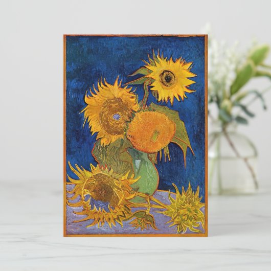 Vincent van Gogh - Vase mit fünf Sonnenblumen Einladung (Stehend Vorderseite)