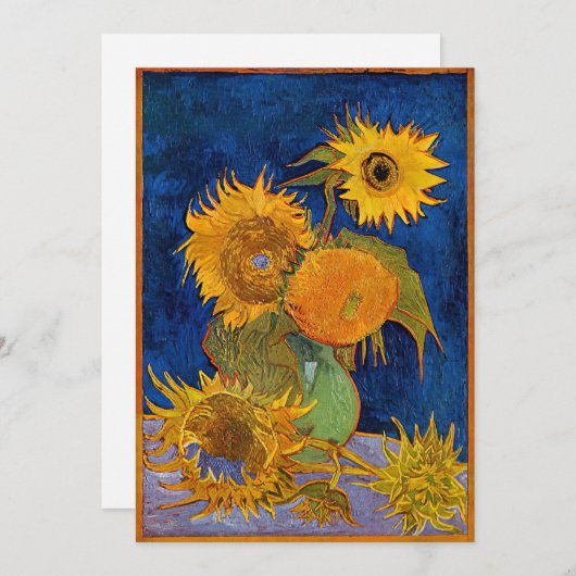 Vincent van Gogh - Vase mit fünf Sonnenblumen Einladung (Vorne/Hinten)