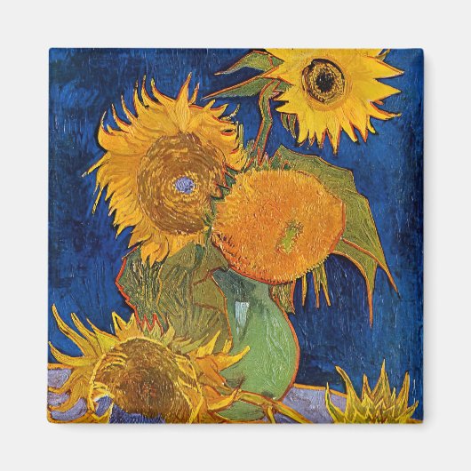 Vincent van Gogh - Vase mit fünf Sonnenblumen Magnet (Vorne)