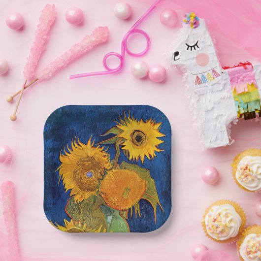 Vincent van Gogh - Vase mit fünf Sonnenblumen Pappteller (Party)