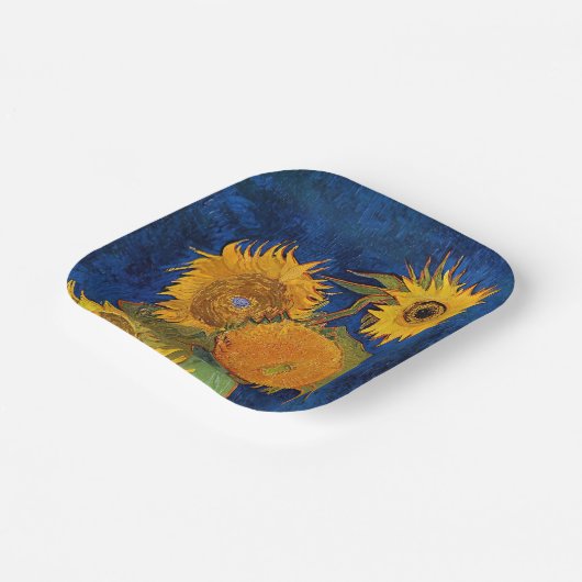 Vincent van Gogh - Vase mit fünf Sonnenblumen Pappteller (Gewinkelt)