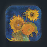 Vincent van Gogh - Vase mit fünf Sonnenblumen Pappteller<br><div class="desc">Vase mit fünf Sonnenblumen - Vincent van Gogh,  Oil on Leinwand,  August 1888</div>