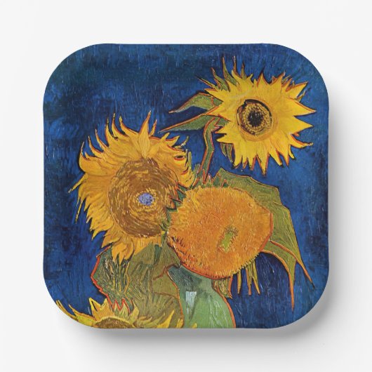 Vincent van Gogh - Vase mit fünf Sonnenblumen Pappteller (Vorderseite)