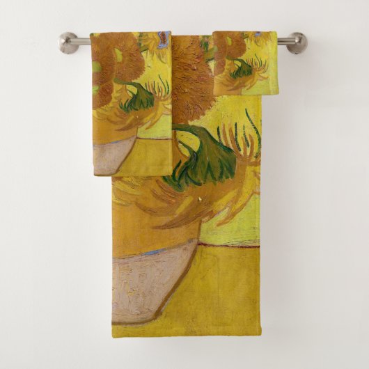 Vincent van Gogh - Vase mit fünfzehn Sonnenblumen Badhandtuch Set (Insitu)