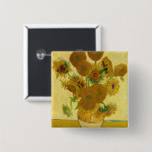 Vincent van Gogh - Vase mit fünfzehn Sonnenblumen Button (Vorne & Hinten)
