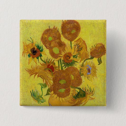Vincent van Gogh - Vase mit fünfzehn Sonnenblumen Button (Vorderseite)