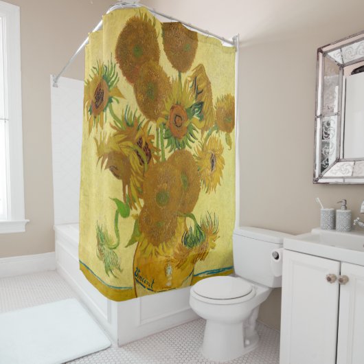 Vincent van Gogh - Vase mit fünfzehn Sonnenblumen Duschvorhang (Beispiel)