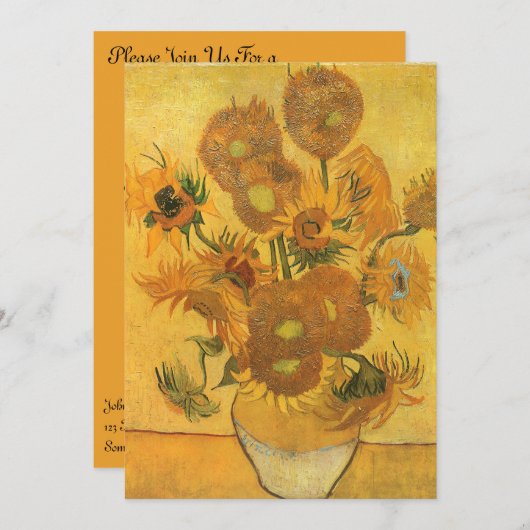 Vincent van Gogh - Vase mit fünfzehn Sonnenblumen Einladung (Vorne/Hinten)