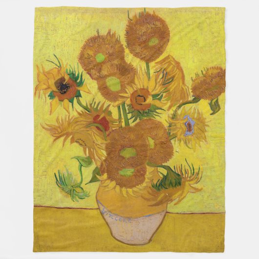 Vincent van Gogh - Vase mit fünfzehn Sonnenblumen Fleecedecke (Vorderseite)