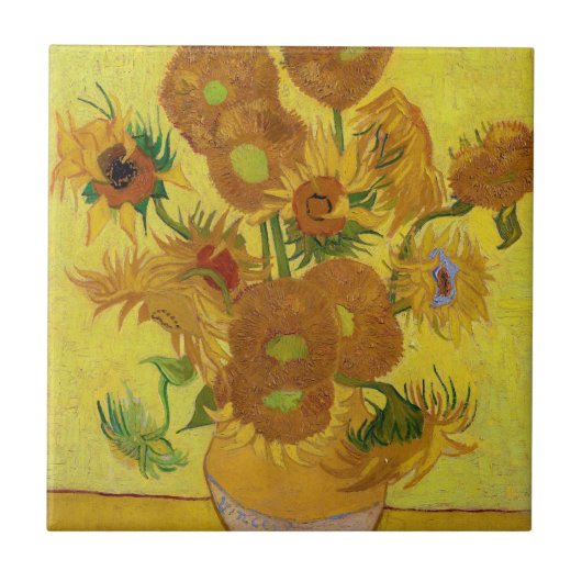 Vincent van Gogh - Vase mit fünfzehn Sonnenblumen Fliese (Vorderseite)